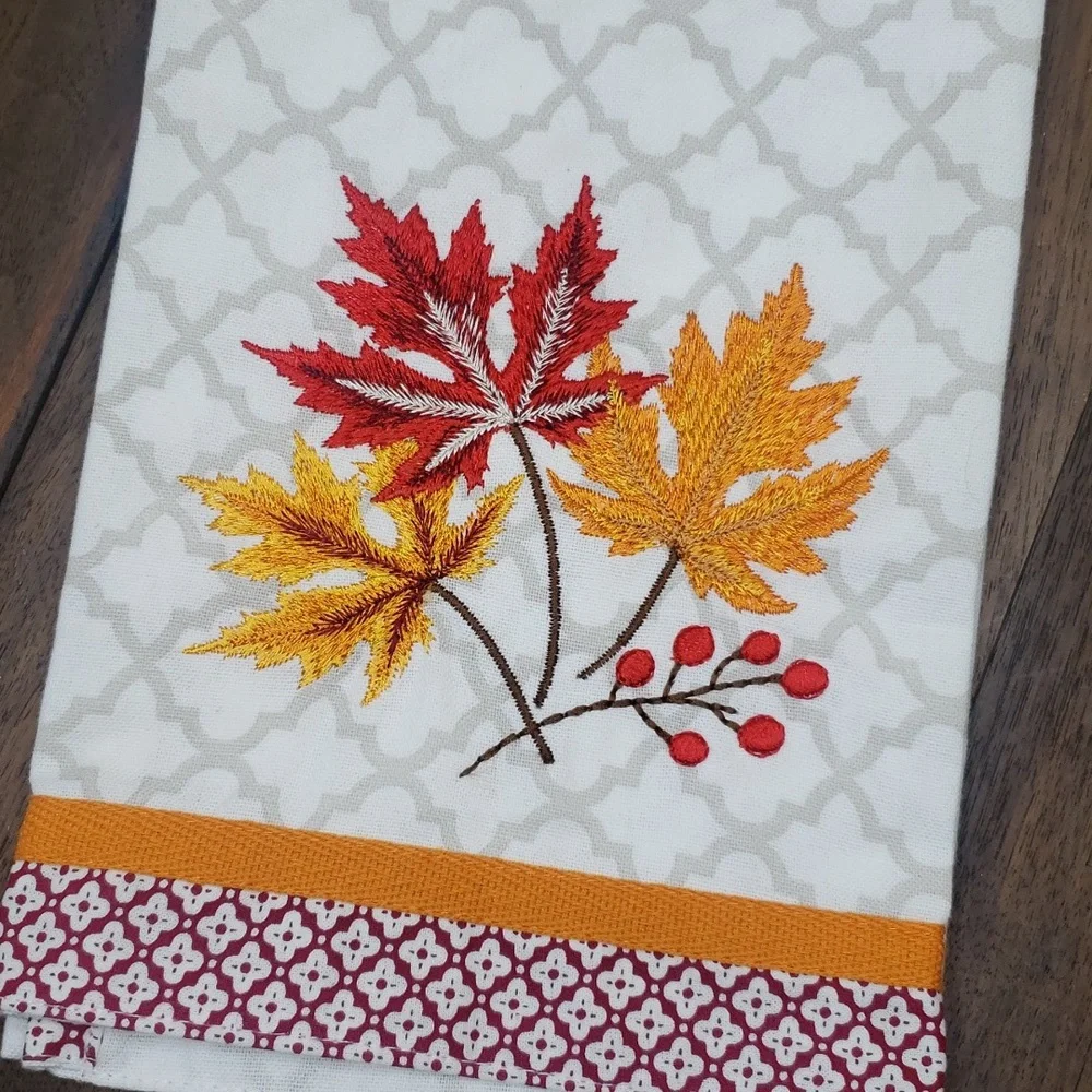 World Market NWOT Embroidered Fall Kitchen Towels